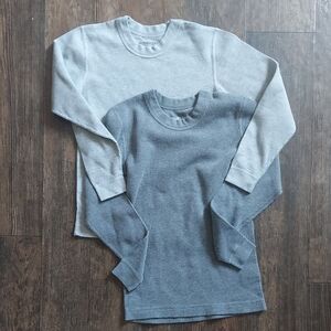 Magellan Outdoors Kids Gray and Cream Long Sleeve Tees